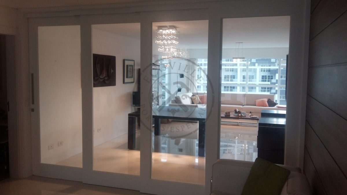 Porta de correr quatro folhas de arrasto com vidro panorâmico incolor - Imagem 3