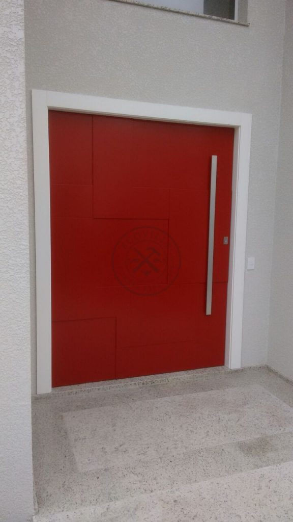 Porta pivotante com revestimento em MDF. Modelo 3D com pintura laca P.U vermelho acetinado - Imagem 3