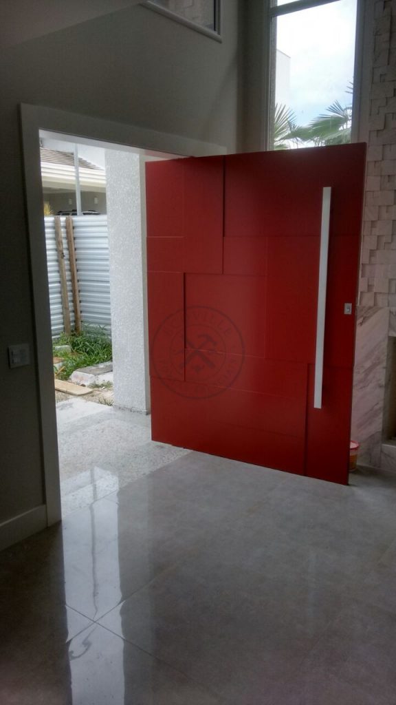 Porta pivotante com revestimento em MDF. Modelo 3D com pintura laca P.U vermelho acetinado - Imagem 4