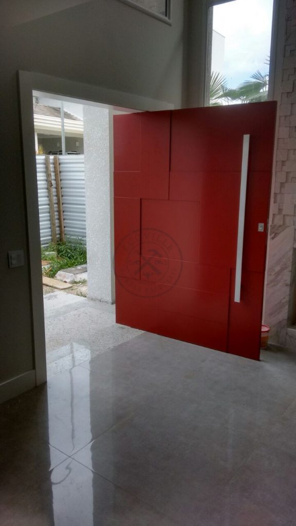 Porta pivotante com revestimento em MDF. Modelo 3D com pintura laca P.U vermelho acetinado - Imagem 6