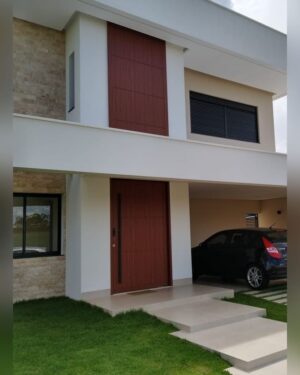 Porta em ACM Wood Mogno com bandeira fixa - Imagem 2