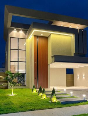 Porta em ACM modelo ripado vertical com puxador cava preto - Imagem 2