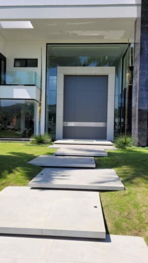 Porta em ACM com puxador cava na horizontal