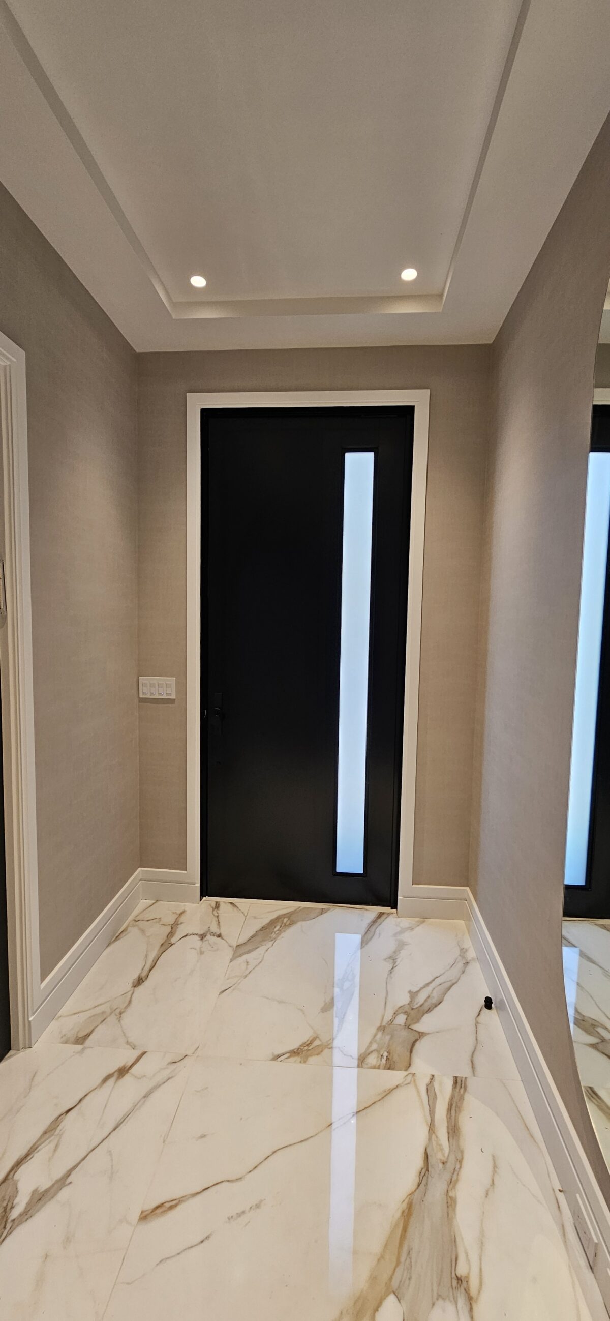 138 Porta pivotante em ACM preto fosco com vidro vertical - Imagem 3