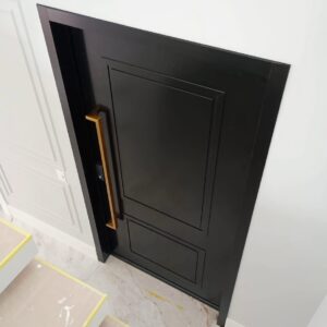 Porta pivotante em ACM preto fosco neoclássica - Imagem 2