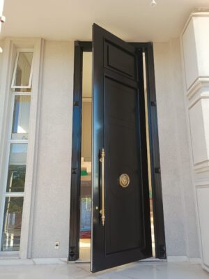 Porta pivotante em ACM preto fosco modelo neoclássica - Imagem 3