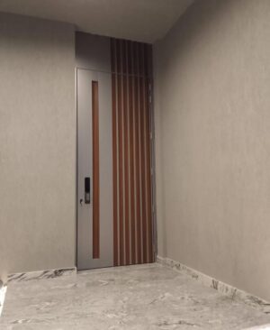 Porta em ACM com puxador cava especial detalhes ripado vertical - Imagem 3